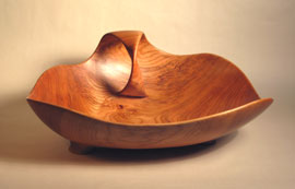 "Cherry Looper' Carved Black Ckerry Bowl by Steve Schmeck