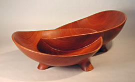 "Duet " Black Cherry Carved Bowl