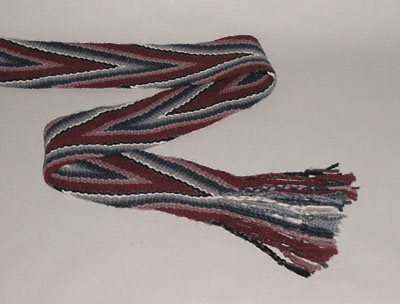 FingerWoven Sashes by Sue Robishaw -- Blue/DkRed/Pink #7