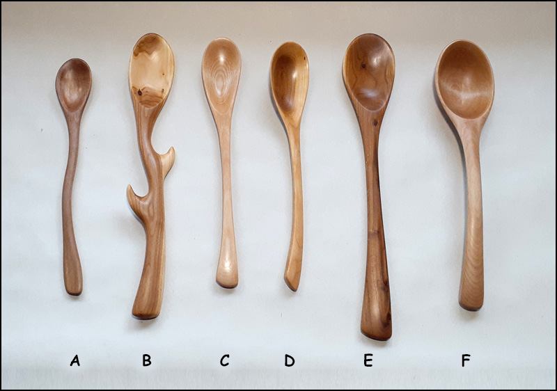 Spoons carved during the winter of 2022-23