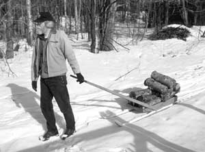 Steve hauling firewood