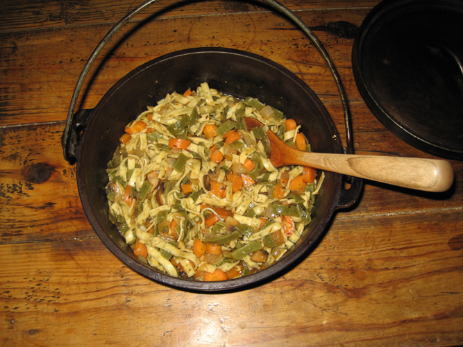 cooked meal in cast iron