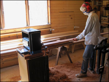 Planing cherry gunwale stock