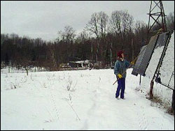 Sue cleaning the panels